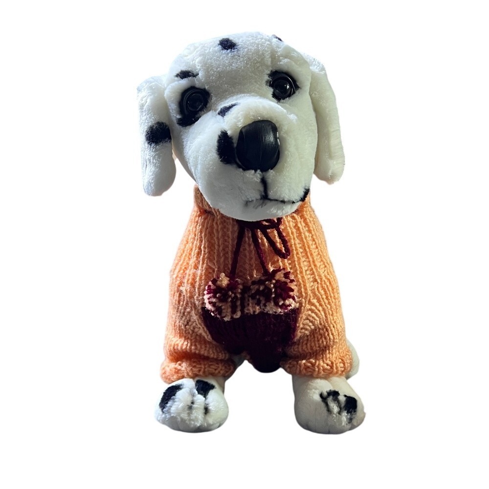 Vintage‎ Fine Toy Dalmatian Plush Dog Stuffed Animal Sweater Outfit Decor Cute